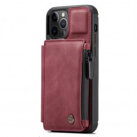 CaseMe Retro Zipper Wallet iPhone 12 - 12 Pro 6.1 inch Rood 01