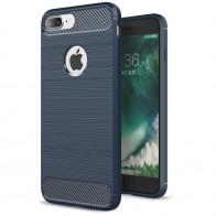 Mobiq - Hybrid Carbon iPhone 8 Plus / 7 Plus Hoesje Blauw - 1
