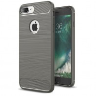 Mobiq - Hybrid Carbon iPhone 8 Plus / 7 Plus Hoesje Grijs - 1