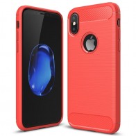 Mobiq - Hybrid Carbon TPU iPhone X Hoesje rood 01