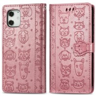Mobiq Embossed Animal Wallet Hoesje iPhone 12 Pro Max Rose Gold - 1