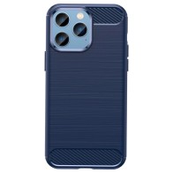 Mobiq - Hybrid Carbon Look iPhone 14 Pro Hoesje TPU blauw 01