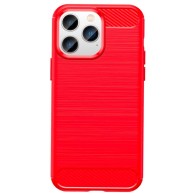 Mobiq - Hybrid Carbon Look iPhone 14 Pro Hoesje TPU rood 01