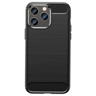 Mobiq - Hybrid Carbon Look iPhone 14 Pro Hoesje TPU zwart 01