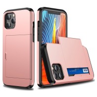 Mobiq - Hybrid Card iPhone 14 max Hoesje met Pashouder roze 01