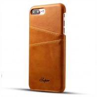 Mobiq Leather Snap On Wallet iPhone 8 Plus/7 Plus Tan Brown - 1