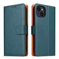 Mobiq - Lederen Wallet Hoesje iPhone 14 groen 01