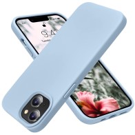 Mobiq Liquid Siliconen Hoesje iPhone 14 Lichtblauw 01