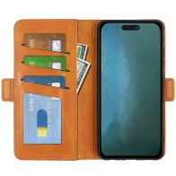 Mobiq - PU Lederen Wallet Hoesje met Sluiting iPhone 14 Pro Max tan 01