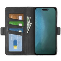 Mobiq - PU Lederen Wallet Hoesje met Sluiting iPhone 14 Pro zwart 01