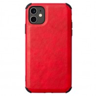 Mobiq Rugged PU Leather Case iPhone 12 / 12 Pro Rood - 1