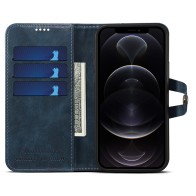 Mobiq Vintage Lederen Wallet iPhone 12 / 12 Pro Blauw - 1