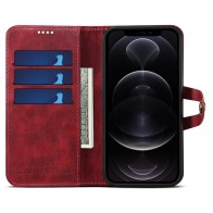 Mobiq Vintage Lederen Wallet iPhone 12 / 12 Pro Rood - 1