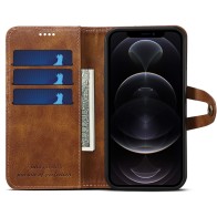 Mobiq Vintage Wallet Hoesje iPhone 12 Mini Bruin - 1