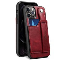 Mobiq Vintage Backcover met Pashouder iPhone 12 Pro Max Rood - 1