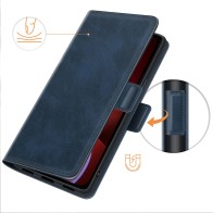 Mobiq - PU Lederen Wallet Hoesje met Sluiting iPhone 14 max blauw 01