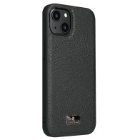 Mobiq Leather Texture Hoesje iPhone 13 Mini Zwart Kalfsleer 01