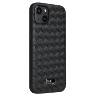 Mobiq Leather Texture Hoesje iPhone 13 Pro Zwart Woven 01