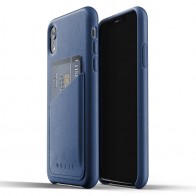 Mujjo Full Leather Wallet Case iPhone XR Case Blauw 01