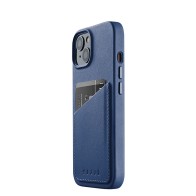 Mujjo - Full Leather Wallet iPhone 14 blauw 01