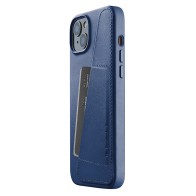 Mujjo - Full Leather Wallet iPhone 14 max blauw 01