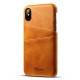 Mobiq Leather Snap On Wallet iPhone XR Tan bruin 01
